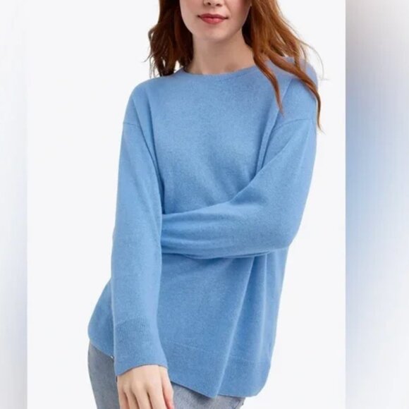 Naadam Blue Cashmere Crewneck Sweater - Picture 1 of 7